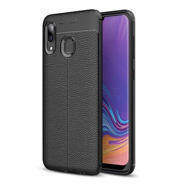 Case Hoesje Samsung Galaxy A40 Rood Zwart Telefoonhoesje Dubbellijns Lychee Leereffect