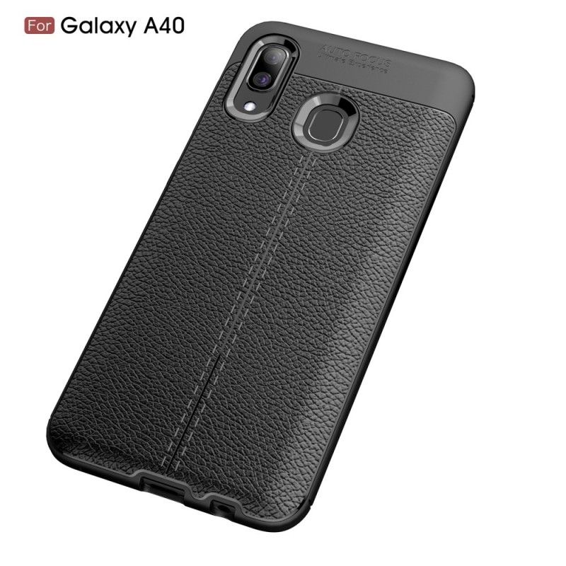 Case Hoesje Samsung Galaxy A40 Rood Zwart Telefoonhoesje Dubbellijns Lychee Leereffect