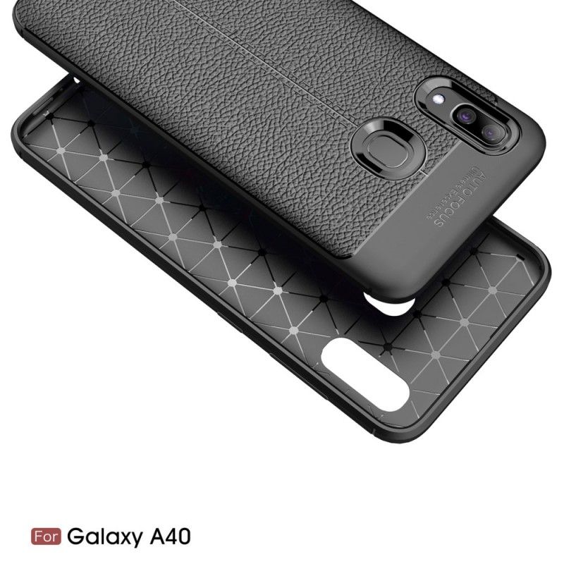Case Hoesje Samsung Galaxy A40 Rood Zwart Telefoonhoesje Dubbellijns Lychee Leereffect