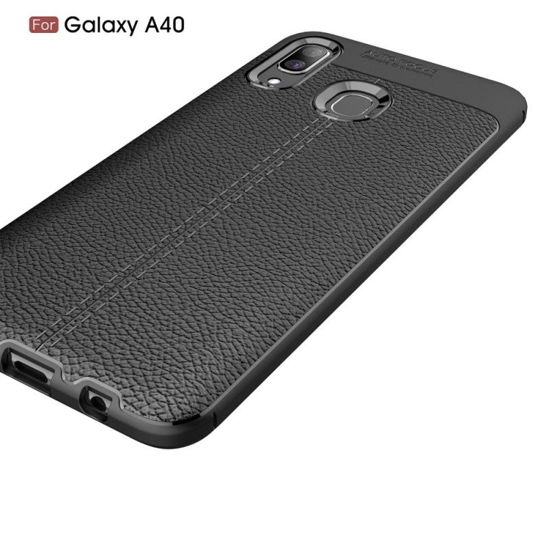 Case Hoesje Samsung Galaxy A40 Rood Zwart Telefoonhoesje Dubbellijns Lychee Leereffect