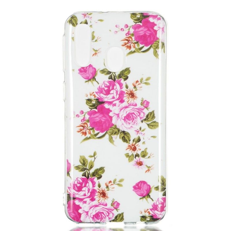 Case Hoesje Samsung Galaxy A40 Telefoonhoesje Fluorescerende Vrijheidsbloemen