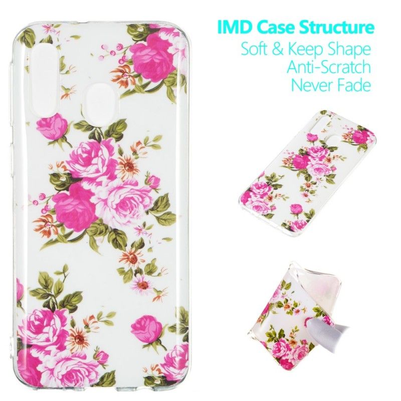 Case Hoesje Samsung Galaxy A40 Telefoonhoesje Fluorescerende Vrijheidsbloemen