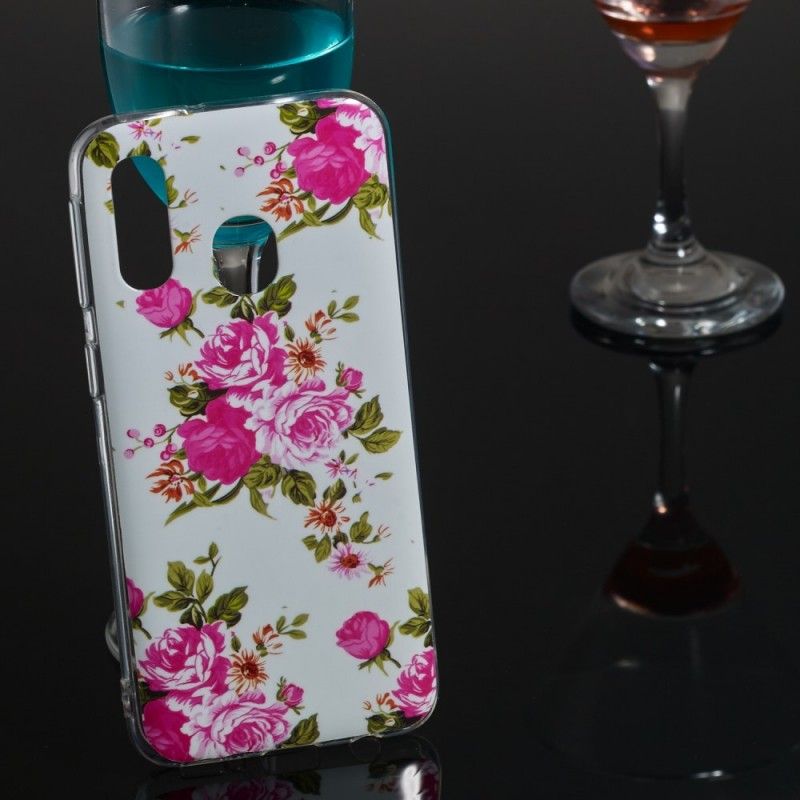 Case Hoesje Samsung Galaxy A40 Telefoonhoesje Fluorescerende Vrijheidsbloemen