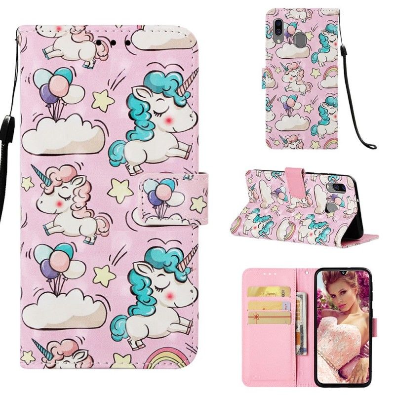 Cover Folio-hoesje Samsung Galaxy A40 Telefoonhoesje Fantastische Eenhoorns