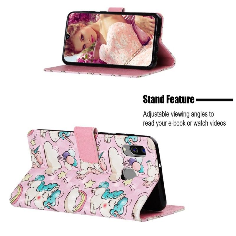 Cover Folio-hoesje Samsung Galaxy A40 Telefoonhoesje Fantastische Eenhoorns