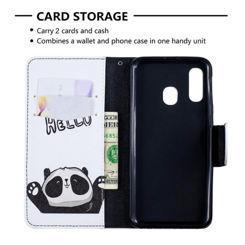 Cover Folio-hoesje Samsung Galaxy A40 Telefoonhoesje Hallo Panda