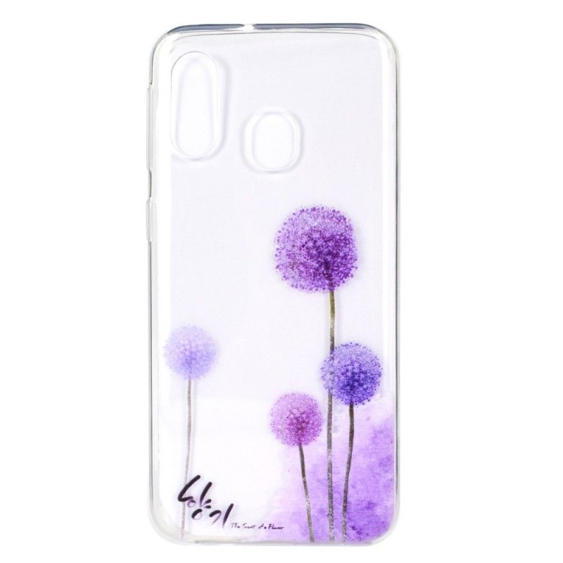 Cover Hoesje Samsung Galaxy A40 Telefoonhoesje Transparant Gekleurde Paardenbloemen