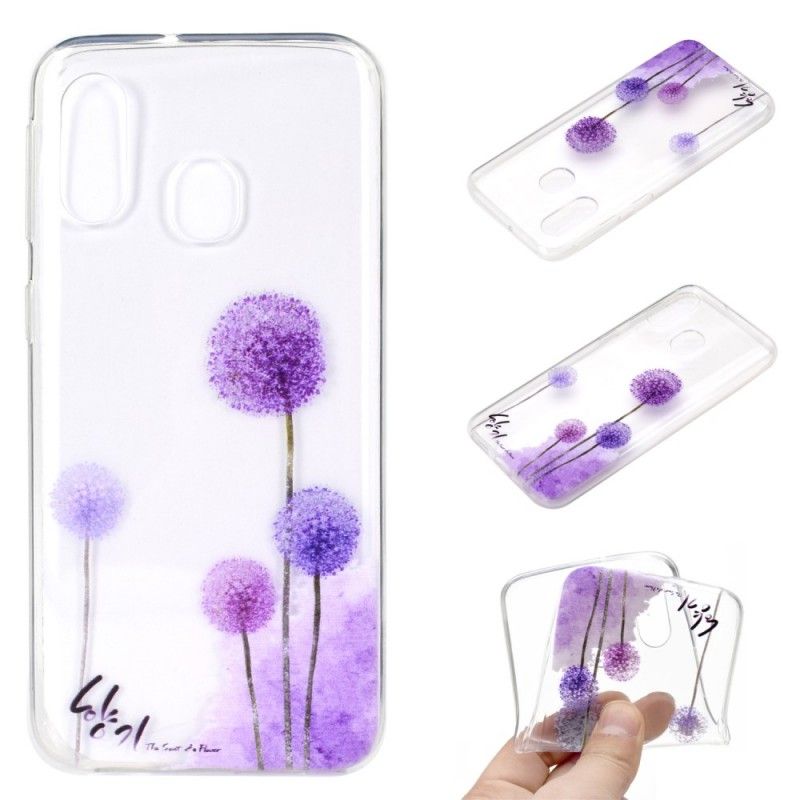 Cover Hoesje Samsung Galaxy A40 Telefoonhoesje Transparant Gekleurde Paardenbloemen