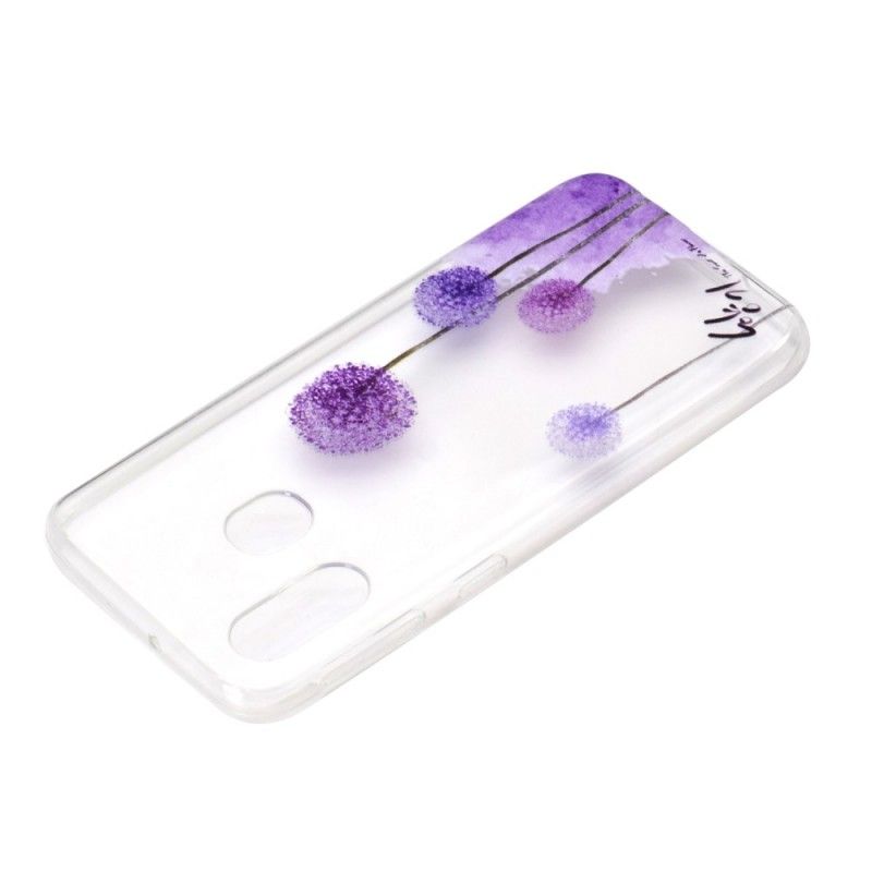 Cover Hoesje Samsung Galaxy A40 Telefoonhoesje Transparant Gekleurde Paardenbloemen