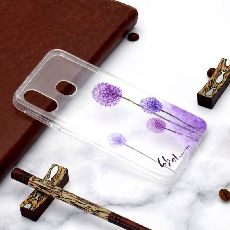 Cover Hoesje Samsung Galaxy A40 Telefoonhoesje Transparant Gekleurde Paardenbloemen