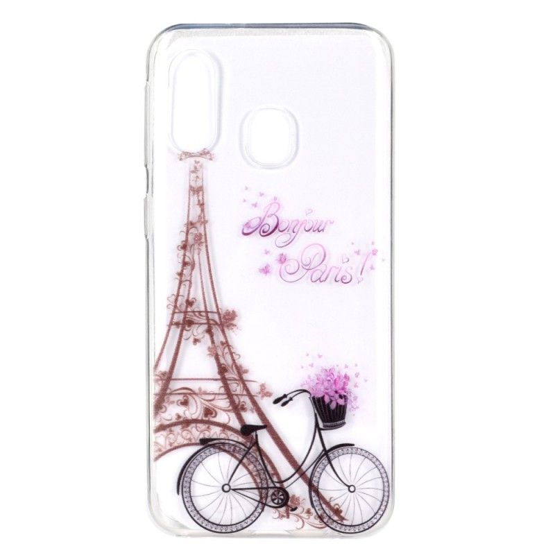 Cover Hoesje Samsung Galaxy A40 Telefoonhoesje Transparant Hallo Parijs