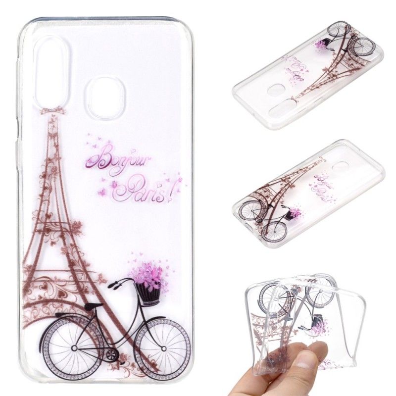 Cover Hoesje Samsung Galaxy A40 Telefoonhoesje Transparant Hallo Parijs