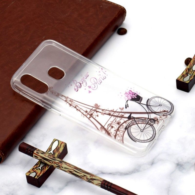 Cover Hoesje Samsung Galaxy A40 Telefoonhoesje Transparant Hallo Parijs