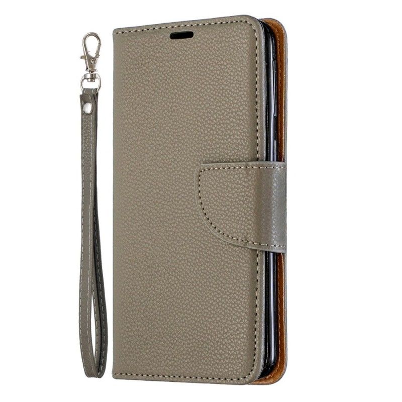 Flip Case Leren Samsung Galaxy A40 Donkerblauw Lychee Schuine Flap