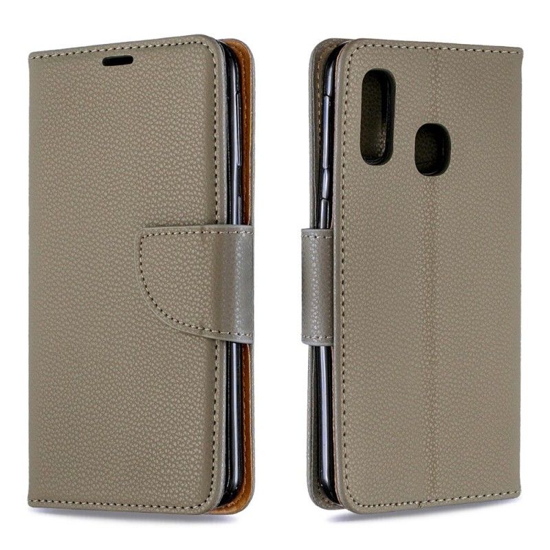 Flip Case Leren Samsung Galaxy A40 Donkerblauw Lychee Schuine Flap