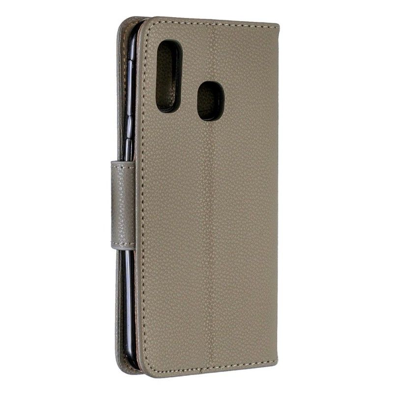 Flip Case Leren Samsung Galaxy A40 Donkerblauw Lychee Schuine Flap