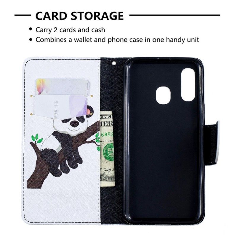 Flip Case Leren Samsung Galaxy A40 Luie Panda