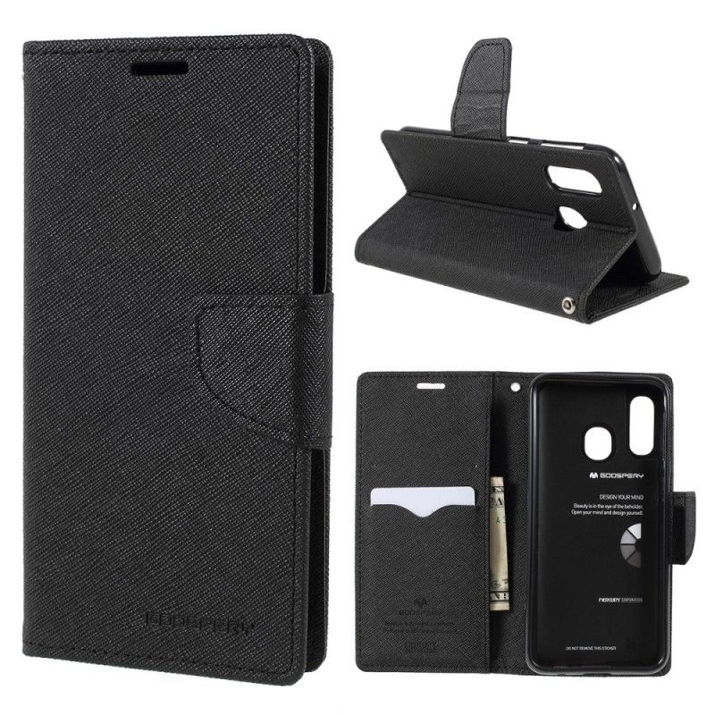 Flip Case Leren Samsung Galaxy A40 Magenta Rood Tweekleurig Kwik