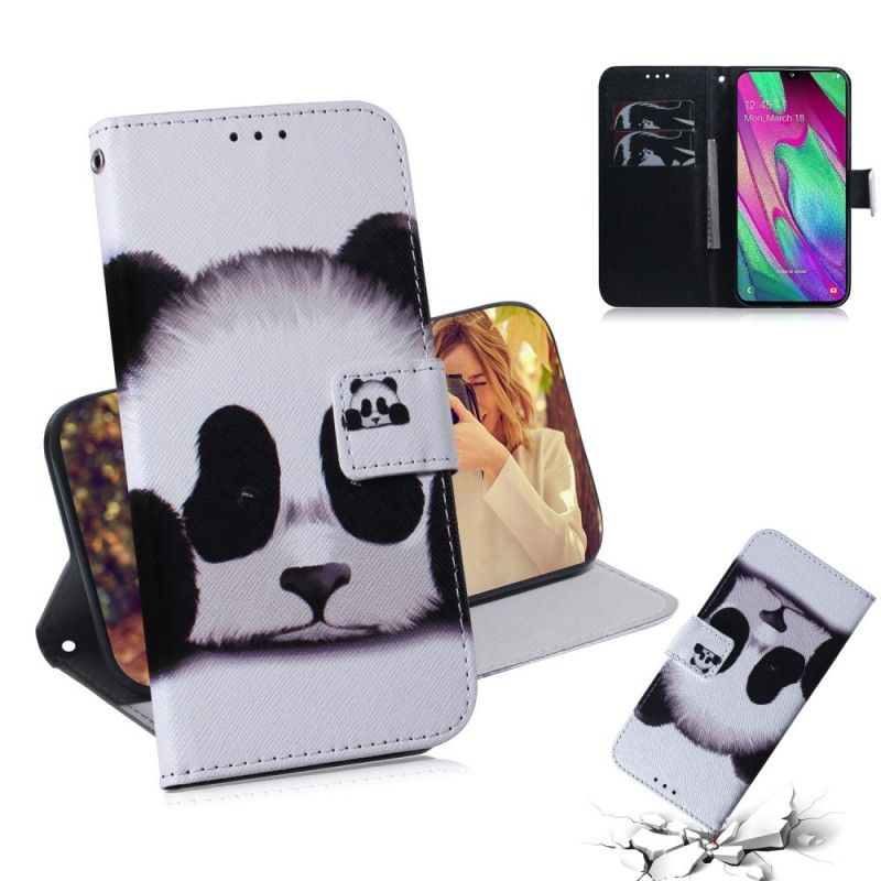 Flip Case Leren Samsung Galaxy A40 Pandagezicht