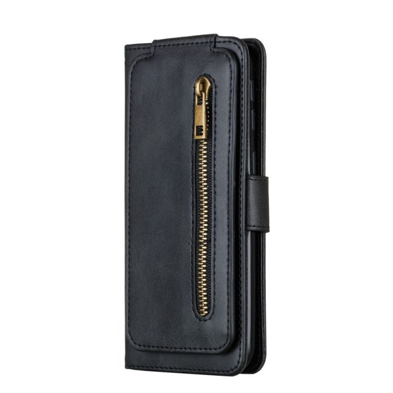 Flip Case Leren Samsung Galaxy A40 Rood Zwart Prestatie Band