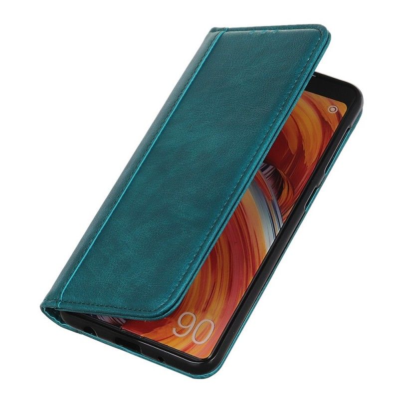 Folio-hoesje Samsung Galaxy A40 Turkoois Zwart Telefoonhoesje Versie In Splitleder