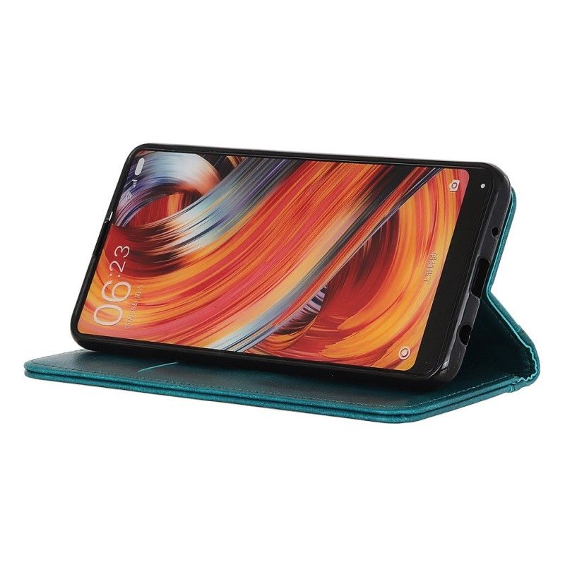 Folio-hoesje Samsung Galaxy A40 Turkoois Zwart Telefoonhoesje Versie In Splitleder