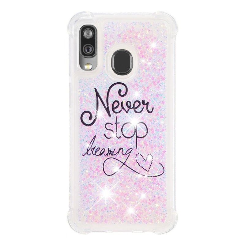 Hoesje Samsung Galaxy A40 Blijf Nooit Dromen Van Glitter