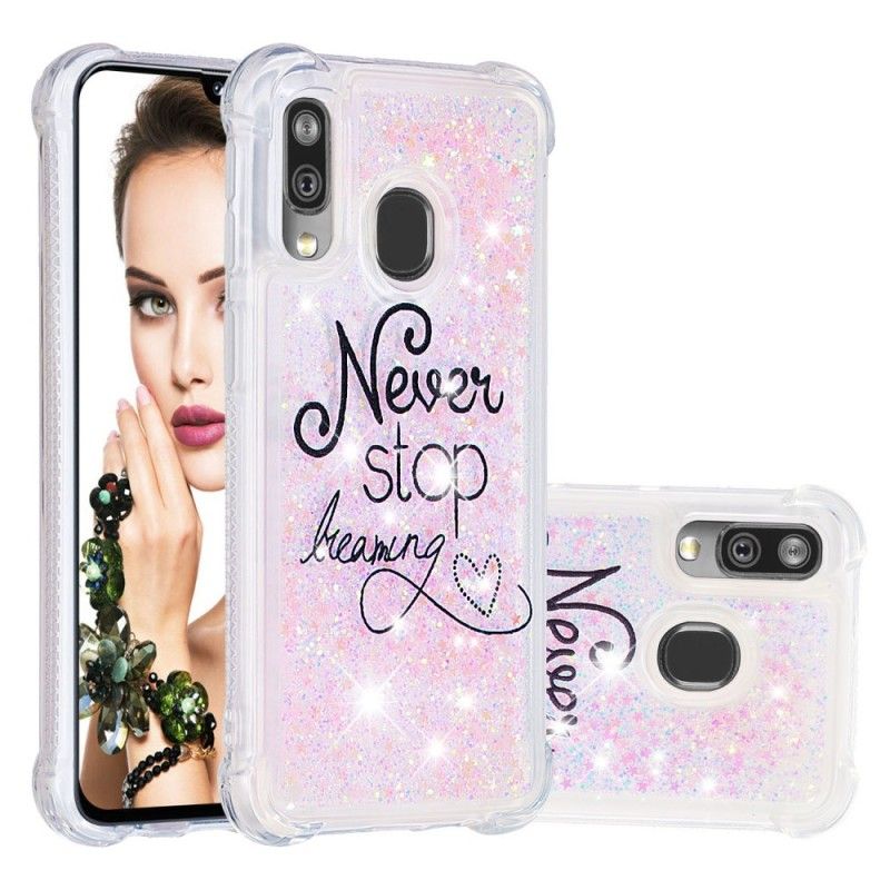 Hoesje Samsung Galaxy A40 Blijf Nooit Dromen Van Glitter