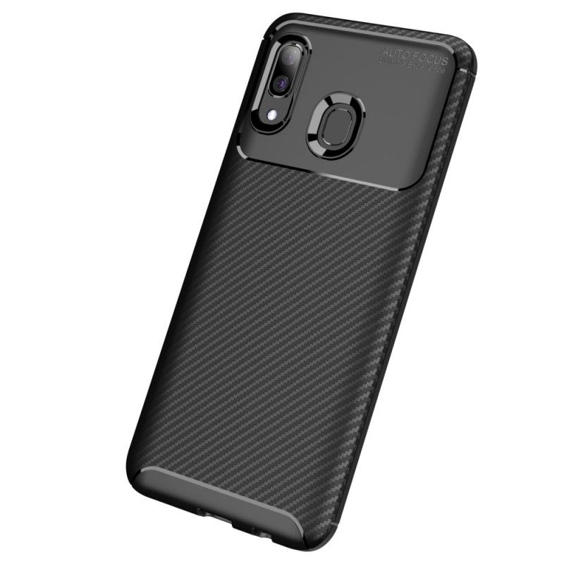 Hoesje Samsung Galaxy A40 Donkerblauw Zwart Flexibele Koolstofvezeltextuur