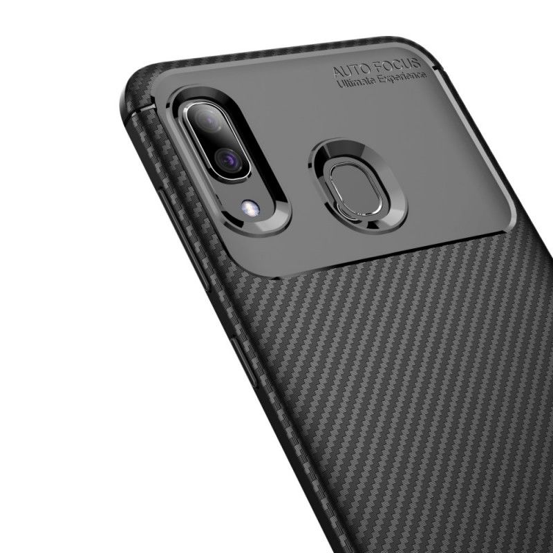 Hoesje Samsung Galaxy A40 Donkerblauw Zwart Flexibele Koolstofvezeltextuur