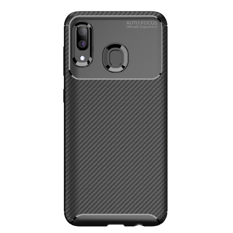 Hoesje Samsung Galaxy A40 Donkerblauw Zwart Flexibele Koolstofvezeltextuur