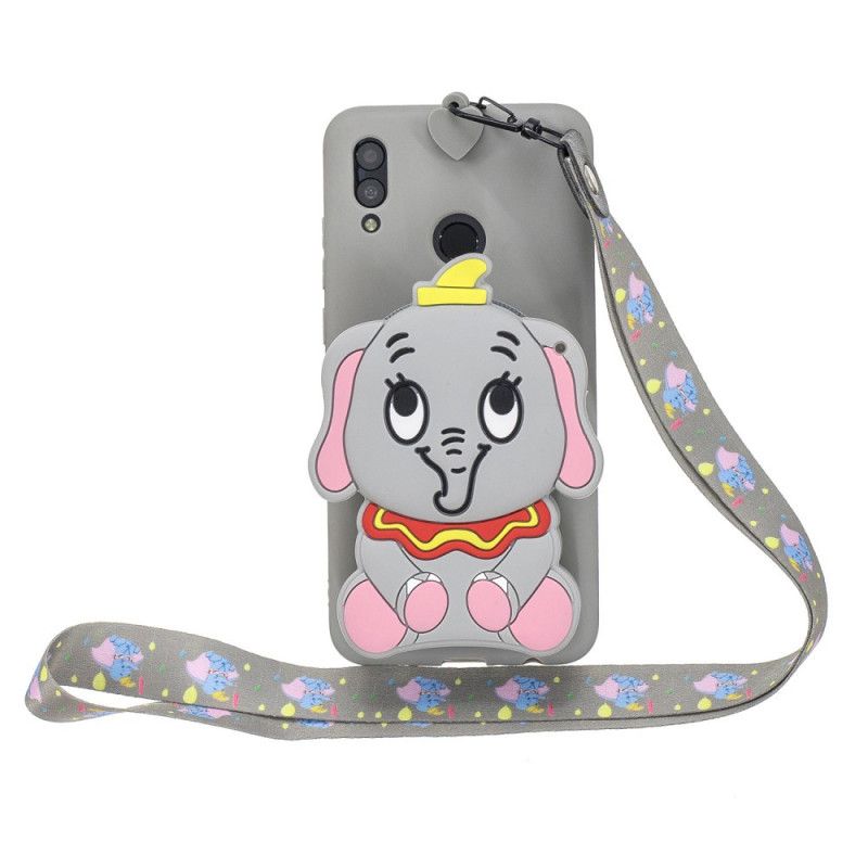 Hoesje Samsung Galaxy A40 Groen Grijs Olifant Portemonnee En Schouderband