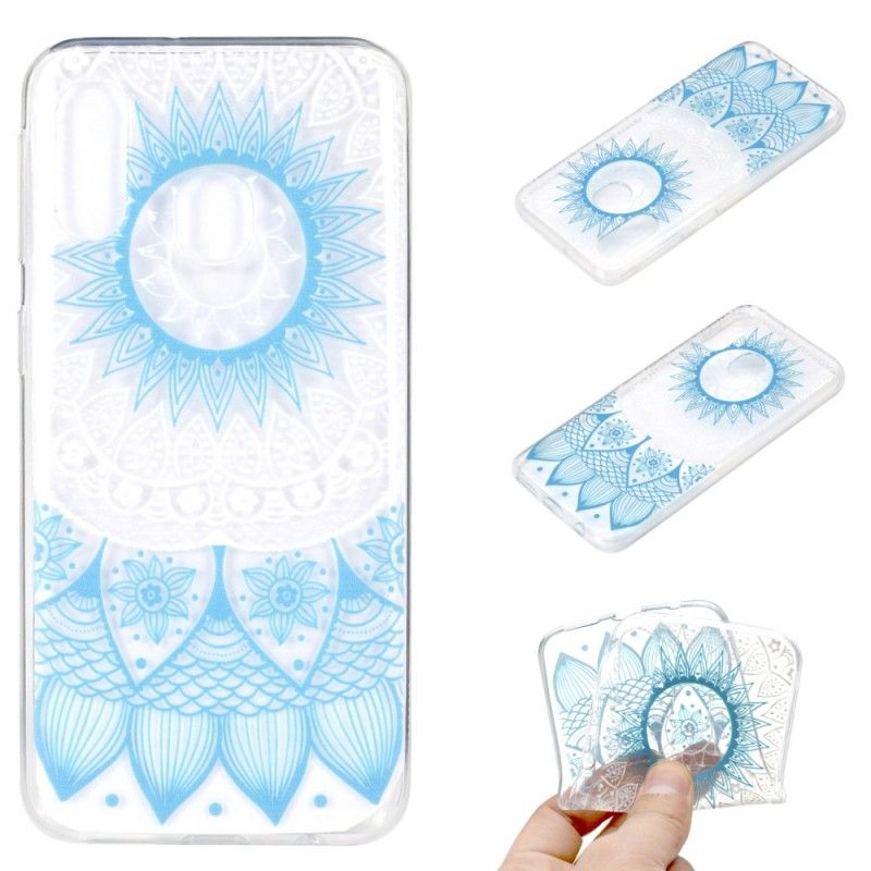 Hoesje Samsung Galaxy A40 Lichtblauw Transparante Kleurrijke Mandala