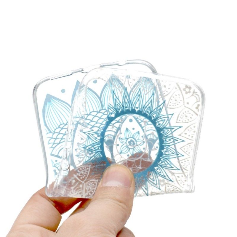 Hoesje Samsung Galaxy A40 Lichtblauw Transparante Kleurrijke Mandala