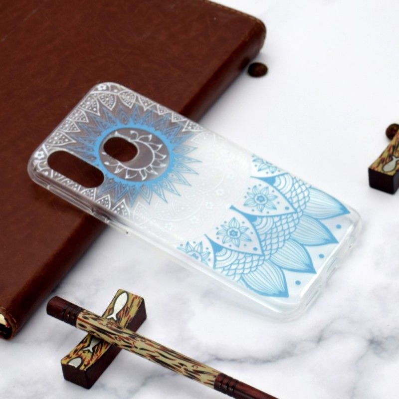 Hoesje Samsung Galaxy A40 Lichtblauw Transparante Kleurrijke Mandala