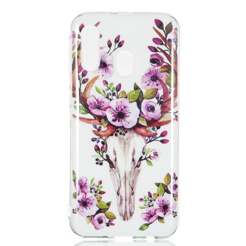 Hoesje Samsung Galaxy A40 Telefoonhoesje Eland Met Fluorescerende Bloemen