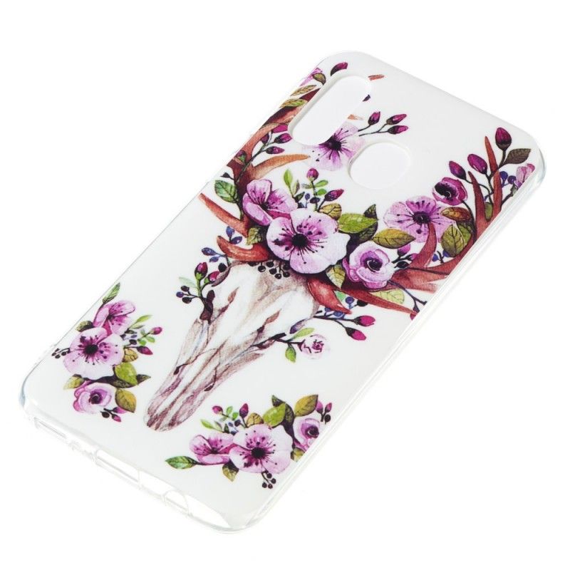 Hoesje Samsung Galaxy A40 Telefoonhoesje Eland Met Fluorescerende Bloemen