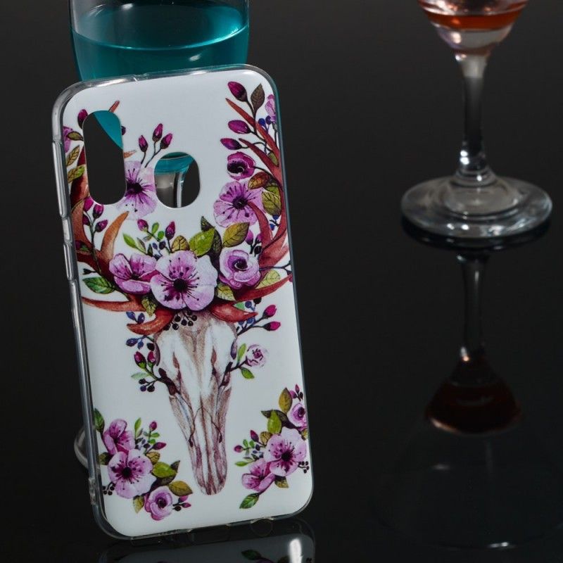Hoesje Samsung Galaxy A40 Telefoonhoesje Eland Met Fluorescerende Bloemen