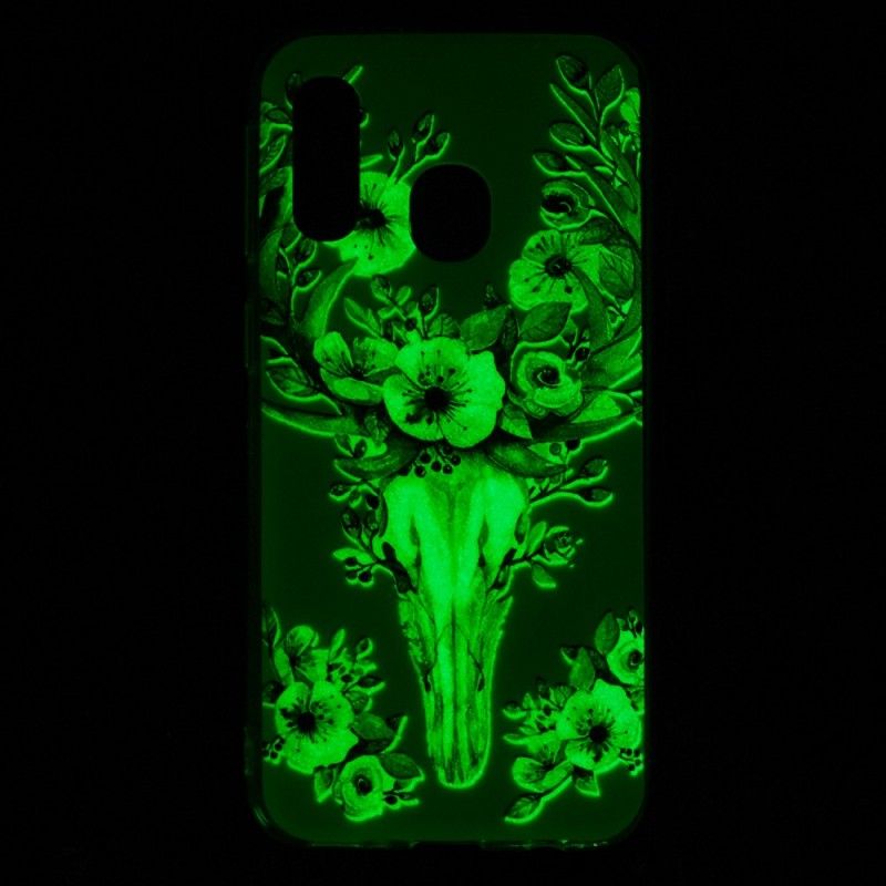 Hoesje Samsung Galaxy A40 Telefoonhoesje Eland Met Fluorescerende Bloemen