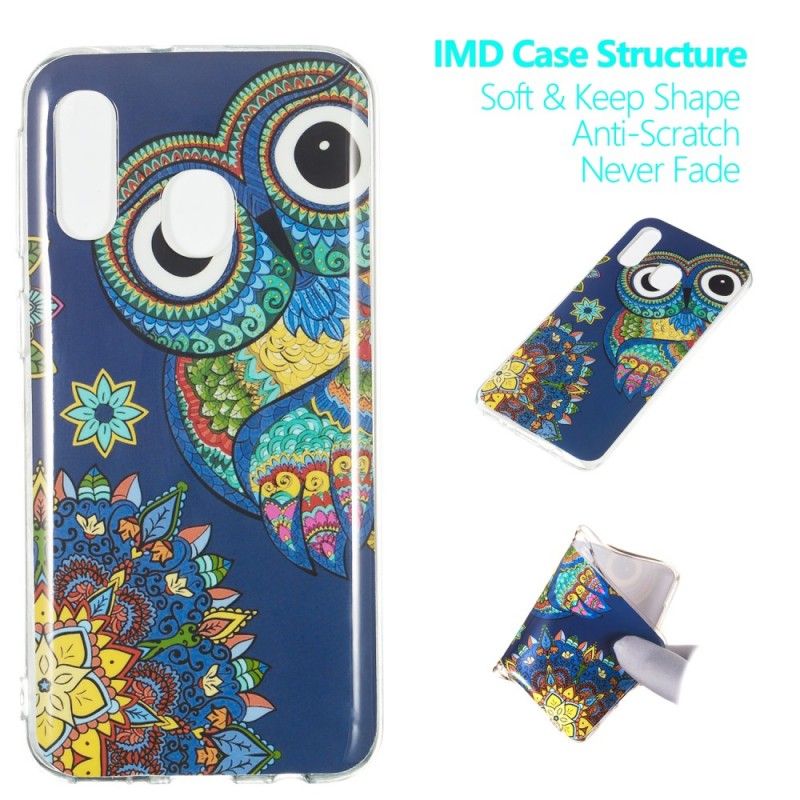 Hoesje Samsung Galaxy A40 Telefoonhoesje Fluorescerende Mandala-Uil