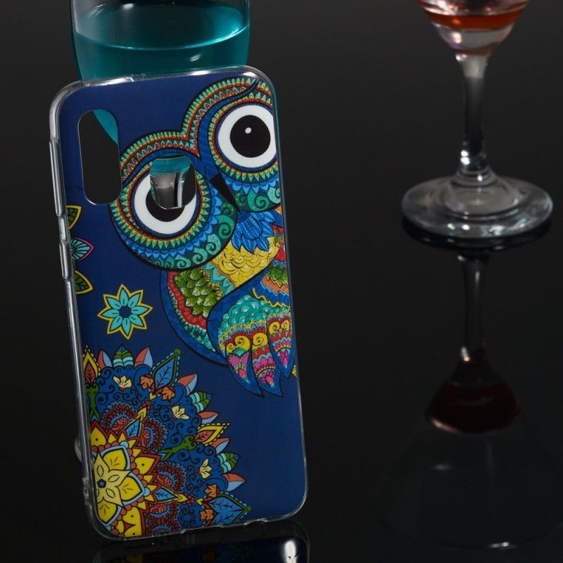 Hoesje Samsung Galaxy A40 Telefoonhoesje Fluorescerende Mandala-Uil