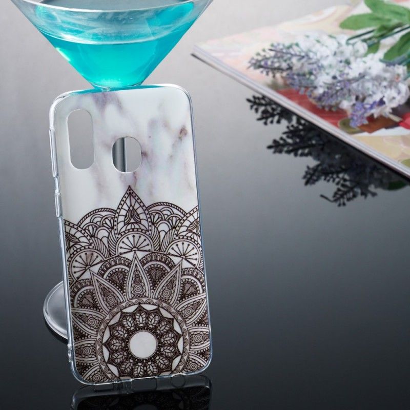 Hoesje Samsung Galaxy A40 Telefoonhoesje Gemarmerde Mandala
