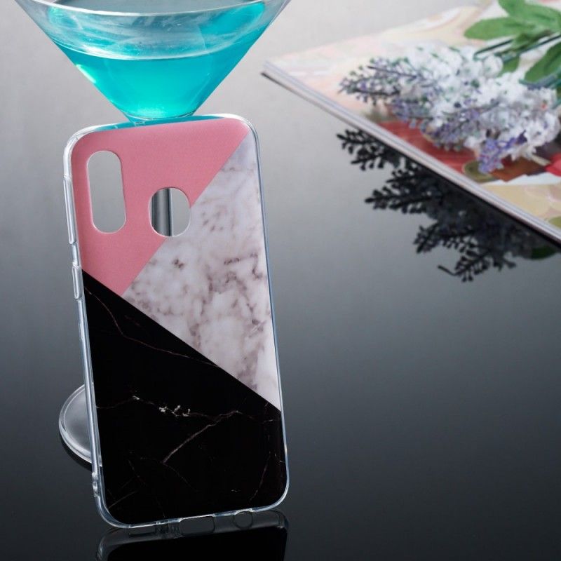 Hoesje Samsung Galaxy A40 Telefoonhoesje Geometrisch Marmereffect