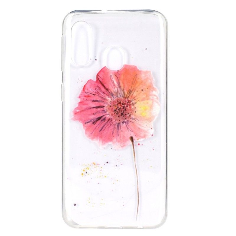 Hoesje Samsung Galaxy A40 Telefoonhoesje Transparante Aquarel Klaproos