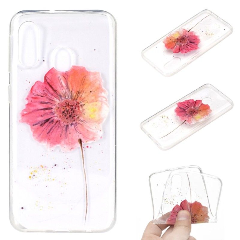 Hoesje Samsung Galaxy A40 Telefoonhoesje Transparante Aquarel Klaproos