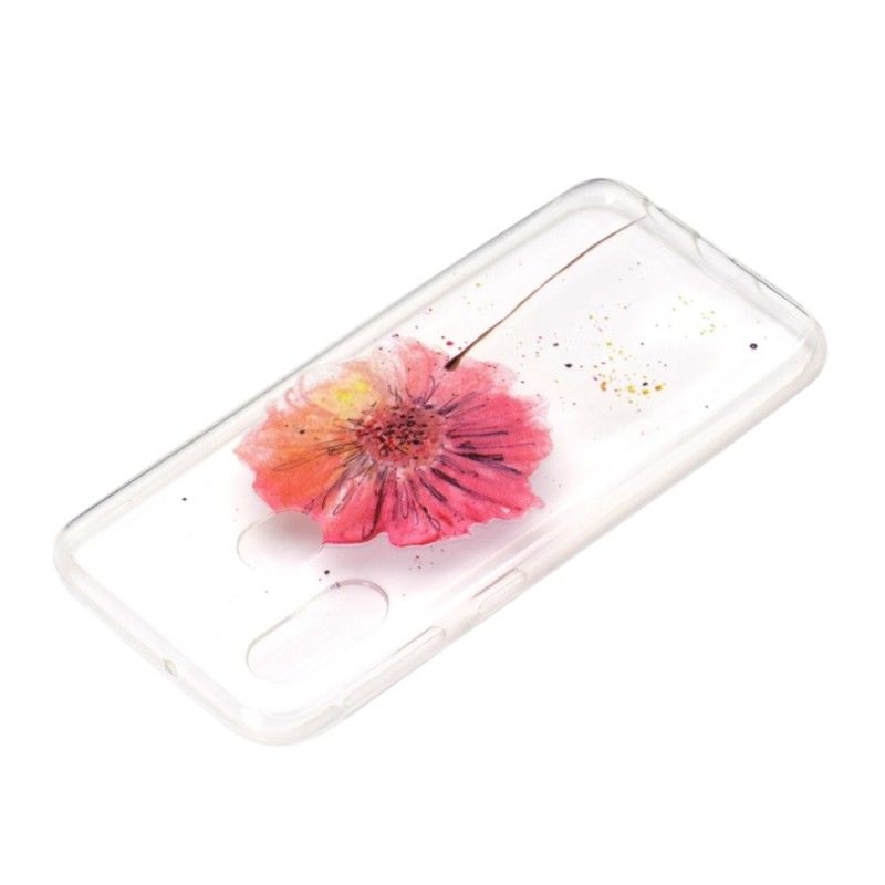 Hoesje Samsung Galaxy A40 Telefoonhoesje Transparante Aquarel Klaproos