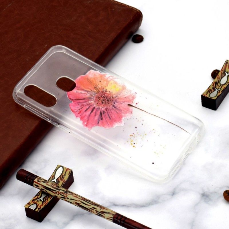 Hoesje Samsung Galaxy A40 Telefoonhoesje Transparante Aquarel Klaproos