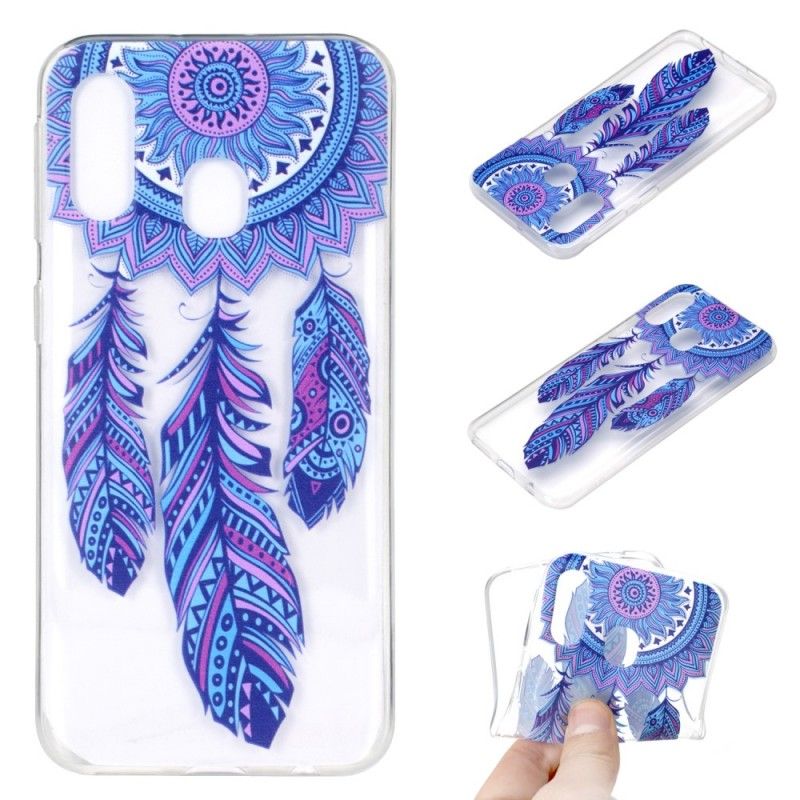 Hoesje Samsung Galaxy A40 Vanger Droomt Blauwe Veren