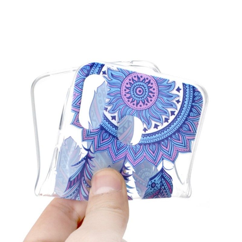 Hoesje Samsung Galaxy A40 Vanger Droomt Blauwe Veren