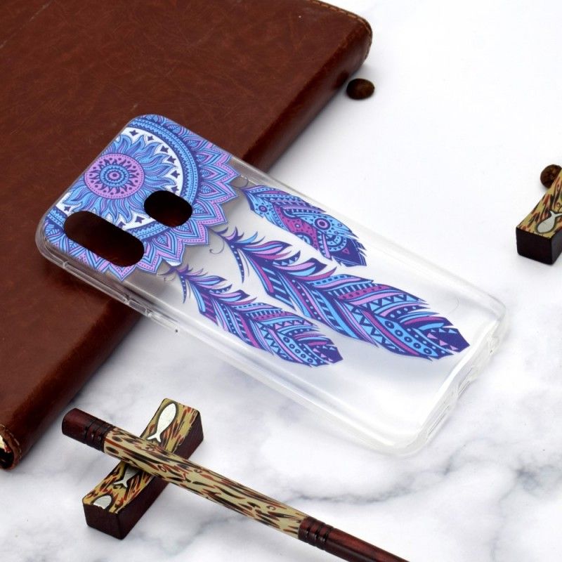 Hoesje Samsung Galaxy A40 Vanger Droomt Blauwe Veren